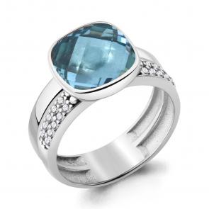 Серебряное кольцо AQUAMARINE с фианитом и турмалином А6944388А фото