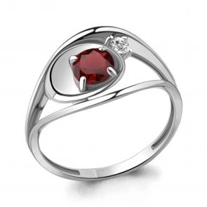 Серебряное кольцо AQUAMARINE с фианитом и гранатом А6944403А фото
