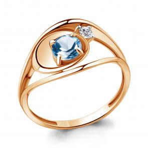 Кольцо из золочёного серебра AQUAMARINE с топазом и фианитом А6944405А-п фото
