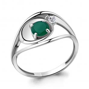 Серебряное кольцо AQUAMARINE с фианитом и агатом А6944409А фото