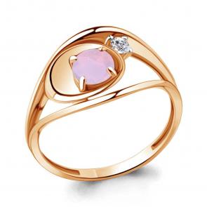 Кольцо из золочёного серебра AQUAMARINE с фианитом и опалом А69444606А-п фото