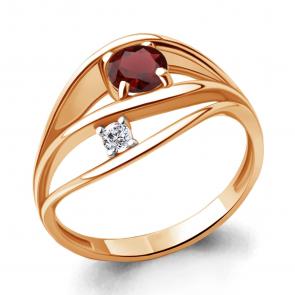Кольцо из золочёного серебра AQUAMARINE с фианитом и гранатом А6944503А-п фото