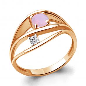 Кольцо из золочёного серебра AQUAMARINE с фианитом и опалом А69445606А-п фото