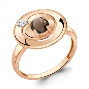 Кольцо из золочёного серебра AQUAMARINE с фианитом и кварцем А6944601А-п фото