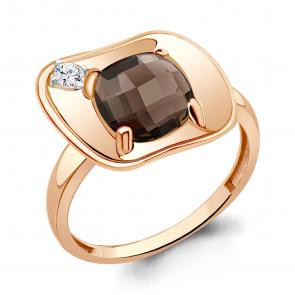 Кольцо из золочёного серебра AQUAMARINE с фианитом и кварцем А6944801А-п фото