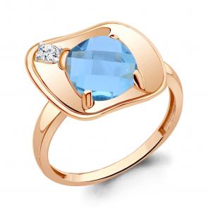 Кольцо из золочёного серебра AQUAMARINE с фианитом и турмалином А6944888А-п фото