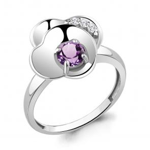 Серебряное кольцо AQUAMARINE с фианитом и аметистом А6944904А фото