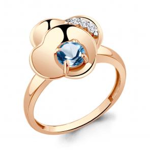 Кольцо из золочёного серебра AQUAMARINE с топазом и фианитом А6944905А-п фото