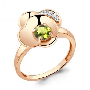 Кольцо из золочёного серебра AQUAMARINE с фианитом и хризолитом А6944907А-п фото