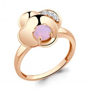 Кольцо из золочёного серебра AQUAMARINE с фианитом и опалом А69449606А-п фото