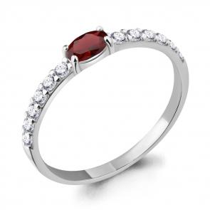 Серебряное кольцо AQUAMARINE с фианитом и гранатом А6946303А фото