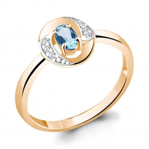 Кольцо из золочёного серебра AQUAMARINE с топазом и фианитом А6947005А-пк фото