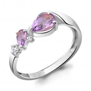Серебряное кольцо AQUAMARINE с фианитом и аметистом А6949204А фото