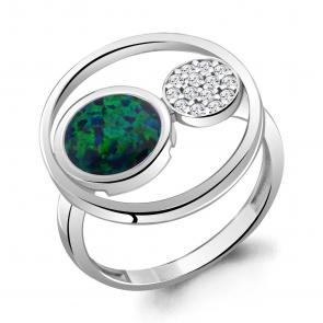 Серебряное кольцо AQUAMARINE с фианитом и опалом А6950096А фото