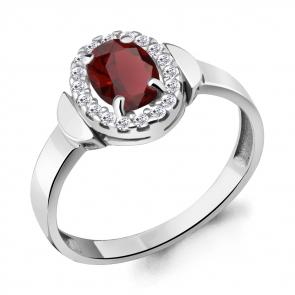 Серебряное кольцо AQUAMARINE с фианитом и гранатом А6950703А фото