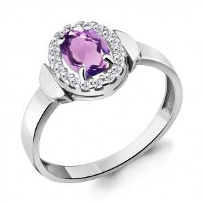 Серебряное кольцо AQUAMARINE с фианитом и аметистом А6950704А фото