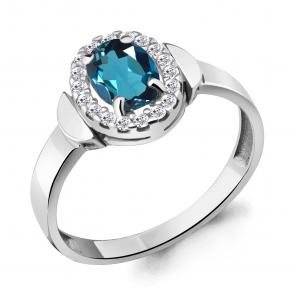 Серебряное кольцо AQUAMARINE с фианитом и Лондон топазом А6950708А фото