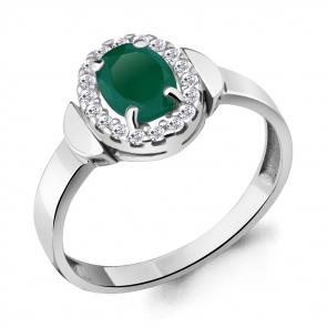 Серебряное кольцо AQUAMARINE с фианитом и агатом А6950709А фото