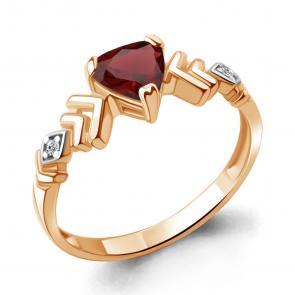 Кольцо из золочёного серебра AQUAMARINE с фианитом и гранатом А6950803А-пк фото