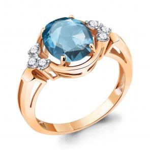 Кольцо из золочёного серебра AQUAMARINE с фианитом и турмалином А6951288А-п фото