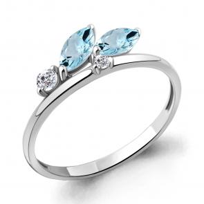 Серебряное кольцо AQUAMARINE с топазом и фианитом А6951502А фото