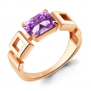 Кольцо из золочёного серебра AQUAMARINE с аметистом А6951684-п фото