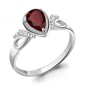 Серебряное кольцо AQUAMARINE с фианитом и гранатом А6951803А фото