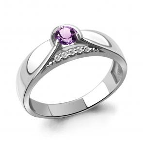 Серебряное кольцо AQUAMARINE с фианитом и аметистом А6952004А фото