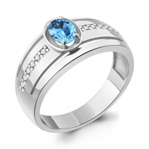 Серебряное кольцо AQUAMARINE с топазом и фианитом А6952405А фото