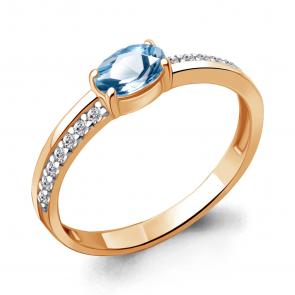 Кольцо из золочёного серебра AQUAMARINE с топазом и фианитом А6953005А-п фото