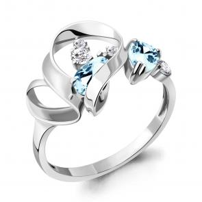 Серебряное кольцо AQUAMARINE с топазом и фианитом А6953202А фото