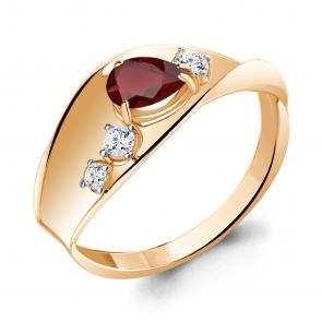 Кольцо из золочёного серебра AQUAMARINE с фианитом и гранатом А6953403А-п фото