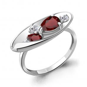 Серебряное кольцо AQUAMARINE с фианитом и гранатом А6953503А фото