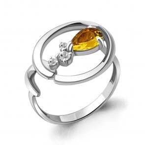 Серебряное кольцо AQUAMARINE с фианитом и цитрином А6954406А фото
