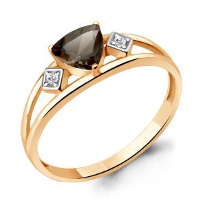 Кольцо из золочёного серебра AQUAMARINE с фианитом и кварцем А6954901А-п фото