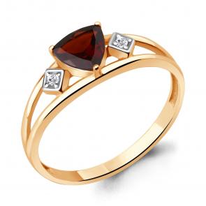 Кольцо из золочёного серебра AQUAMARINE с фианитом и гранатом А6954903А-пк фото