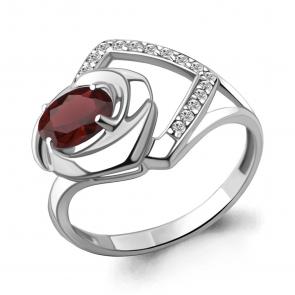 Серебряное кольцо AQUAMARINE с фианитом и гранатом А6955603А фото