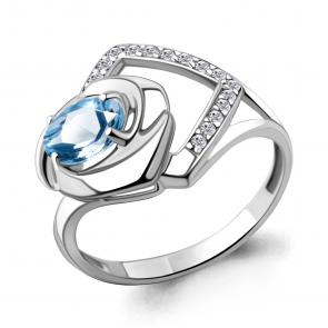 Серебряное кольцо AQUAMARINE с топазом и фианитом А6955605А фото