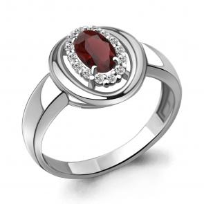 Серебряное кольцо AQUAMARINE с фианитом и гранатом А6955803А фото