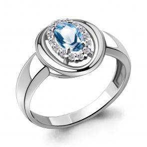 Серебряное кольцо AQUAMARINE с топазом и фианитом А6955805А фото