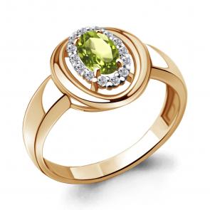 Кольцо из золочёного серебра AQUAMARINE с фианитом и хризолитом А6955807А-п фото