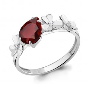Серебряное кольцо AQUAMARINE с фианитом и гранатом А6956003А фото