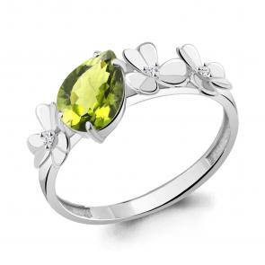 Серебряное кольцо AQUAMARINE с фианитом и хризолитом А6956007А фото