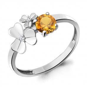 Серебряное кольцо AQUAMARINE с фианитом и цитрином А6956106А фото