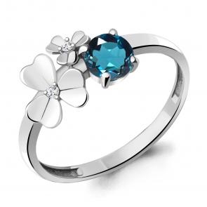 Серебряное кольцо AQUAMARINE с фианитом и Лондон топазом А6956108А фото