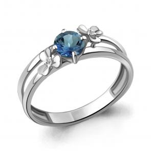 Серебряное кольцо AQUAMARINE с фианитом и Лондон топазом А6956208А фото