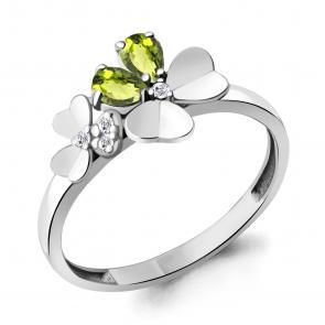 Серебряное кольцо AQUAMARINE с фианитом и хризолитом А6956307А фото