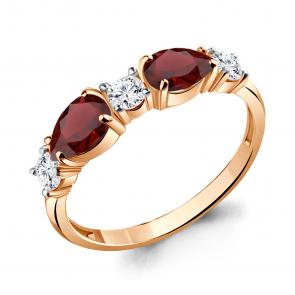 Кольцо из золочёного серебра AQUAMARINE с фианитом и гранатом А6956503А-п фото