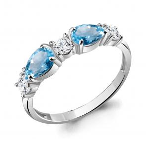 Серебряное кольцо AQUAMARINE с топазом и фианитом А6956505А фото