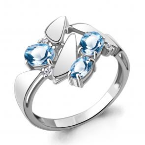 Серебряное кольцо AQUAMARINE с топазом и фианитом А6957505А фото